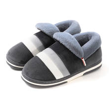 2019 TZLDN Winter New Men'S Striped Slippers Home Warm Short Plush Indoor Cotton Shoes Non-Slip Wearable Comfortable Shoes 2024 - buy cheap