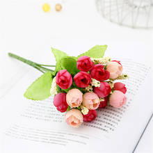 Flores artificiales de seda para decoración del hogar, ramo de flores falsas de rosa para fiesta de boda, suministros de decoración para el hogar 2024 - compra barato