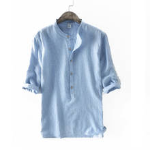 Мужская льняная рубашка VISADA JAUNA, Повседневная рубашка в полоску с коротким рукавом из мягкого хлопка, на весну-лето 2019 2024 - купить недорого