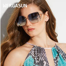 WERGASUN New Fashion Oversized Square Sunglasses Women Brand Designer Vintage Metal Rimless Sun Glasses Men Shades Oculos 2024 - buy cheap