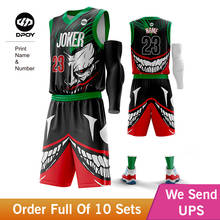 DC жилет джокера Баскетбол Джерси наряд футболка с забавным мультипликационным принтом «спортивная одежда по индивидуальному заказу для командных видах спорта униформа для тренировок, мужчин и детей dpoy бренд 2024 - купить недорого