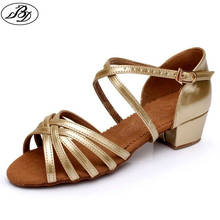 BD Dance-zapatos de baile latino para niña, calzado brillante de tacón bajo, plateado dorado, para sala de estar, Sandalia de interior, 603 2024 - compra barato