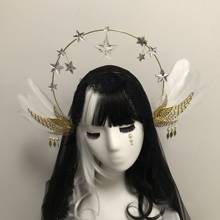 Virgin Halo Virgin Aura Headdress Fairy Wings Feathers Church Pope Gold Hair Accessories Style Fashion Retro Exaggeration 2024 - buy cheap