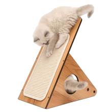 Placa de madeira multifuncional para gatos, 45x25x30cm, acessórios para pet, brinquedo para gato pequeno, lixadeira e tapete com lixeira 2024 - compre barato