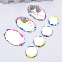 20 Pieces Large Round/Oval Crystal AB Glass Rhinestone Flat Back Button for Clothing 2024 - buy cheap