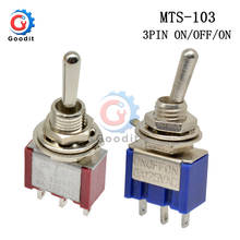 Interruptor de palanca en miniatura de MTS-103, montaje de contacto de 3 posiciones, doble tiro, SPDT, ON-OFF-ON, 120V, CA 5A 6A, MTS103 2024 - compra barato