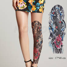 Full Arm Waterproof Temporary Tattoo Sticker color carp fish wave flower Fake Tatoo Stickers Flash Tatto Body Art for Man Woman 2024 - buy cheap