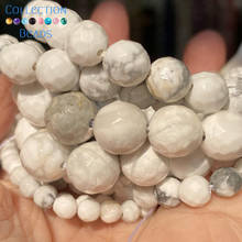 Natural Faceted White Turquoises Howlite Stone Round Beads For Jewelry Making 4-10 MM DIY Bracelets Accessories Wholesale 2024 - buy cheap