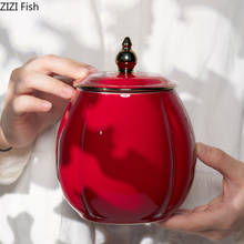 Творческий красный керамический чай Caddy большой емкости герметичная банка для хранения гостиной настольный орнамент Современное украшение для дома 2024 - купить недорого