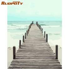 RUOPOTY Painting By Numbers Kits For Adults Single-Plank Bridge To Sea Landscape Oil Picture Home Living Room Decoration Art Pho 2024 - buy cheap