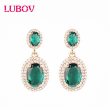 LUBOV-pendientes de gota de cristal para mujer, aretes de Gema ovalada, brillantes, elegantes y encantadores, 7 colores 2024 - compra barato