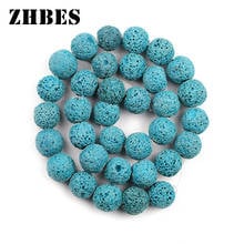 Natural Stone Lake Blue Lava Beads Volcanic Rock Spacers 4/6/8/10/12MM Round Loose Beads For Jewelry Making DIY Accessories 2024 - buy cheap