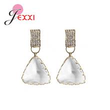 Fashion JEXXI Transparent Triangle Drop Earrings For Women Clear Statement Crystal oorbellen Jewelry Party Bijoux 2024 - buy cheap