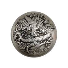 Caja de almacenamiento de cartuchos de tinta, accesorio antiguo de plata tibetana china con relieve de dragón doble, joyero 2024 - compra barato