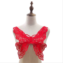 2 piezas de tela bordada, accesorios de costura de encaje de mariposa veneciana, apliques de cuello de encaje, rojo, blanco y negro 2024 - compra barato