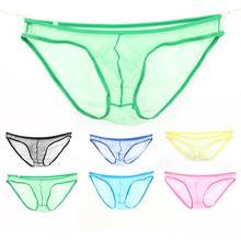 Tanga Sexy de malla transparente para hombre, ropa interior de tiro bajo, Color sólido, parte trasera en T 2024 - compra barato