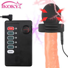 IKOKY Electric Shock Penis Stimulator Glans Trainer Therapy Massage Delay Training Adult Products Sex Toys For Men 2024 - buy cheap