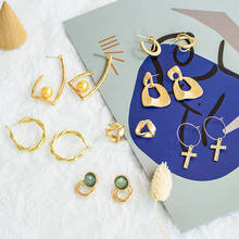 VCROM Fashion Vintage Statement Gold Drop Earrings For Women 2020 Trend Jewelry Geometric Cross Tiny Hoop Metal Dangle Earring 2024 - buy cheap