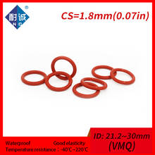 Junta de goma de silicona resistente al agua, gel de sílice rojo, VMQ CS1.8mm ID21.2/22,4/23,6/25/25.8/26.5/28/30mm, 2 uds./lote 2024 - compra barato
