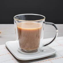 Taza de café de doble capa de estilo japonés de 350ML, vaso simple con mango, taza de gran capacidad para el hogar, taza de leche para desayuno, tazas de té 2024 - compra barato