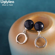 Uglyless-pendientes de plata 925 tipo granate para mujer, aretes con bolas clásicas, bisutería sencilla, para chicas, estudiantes 2024 - compra barato