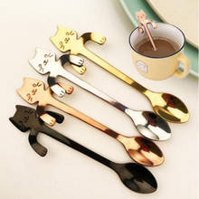 1PCCartoon Cat Coffee Spoon Stainless Steel Hanging Coffee Cup Spoon Ice Cream Dessert Teaspoon Creative Hanging Scoop Tableware 2024 - buy cheap