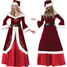 Disfraz de Papá Noel para adultos y mujeres, traje rojo de lujo para fiesta de Navidad, Año Nuevo, 2019 2024 - compra barato