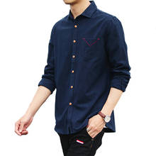 Camisa casual inteligente masculina, camisa de alta qualidade com manga longa, estilo coreano e sólido, gola virada para baixo 2024 - compre barato