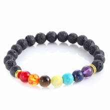 Hot Style 7Colour Beads Bracelet Volcanic Rocks+Semi-precious Lava-rock Agate Manual Energy Yoga String Bead Bracelet with Hand 2024 - buy cheap