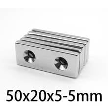 2-30 pcs Power Magnetic 50x20x5mm Hole 5mm Strong Square NdFeB Rare Earth Magnet 2 holes 5 Neodymium Magnets 50*20*5-5mm 2024 - buy cheap
