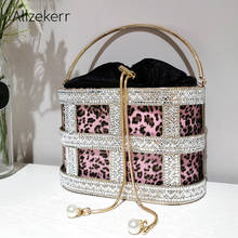 Bolso de mano de noche con estampado de leopardo para mujer, bolsa de mano elegante con jaula de Metal, PARA CENA y fiesta, de alta calidad, novedad de 2020 2024 - compra barato