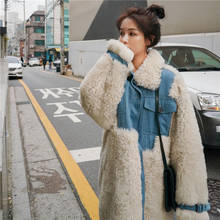 Hstar casacos longos e espessos de pele falsa, casacos femininos casuais, de lã, novo estilo coreano, moda feminina, patchwork, 2020 2024 - compre barato