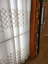 Tela de xadrez bordada simples, para sala de estar, cortinas com janelas de luxo, transparente, painel de gaze 2024 - compre barato