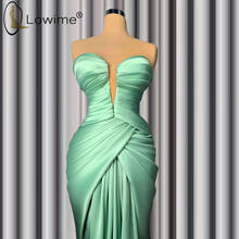 2020 Mint Green Mermaid Evening Dresses Sweetheart Neck Ruched Saudi Arabia Dubai Prom Party Gowns Robe De Soiree 2024 - buy cheap