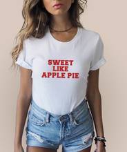Doce como torta de maçã camiseta feminino gráfico tumblr estética engraçado moda citação grunge 100% algodão unisex casual camiseta topo 2024 - compre barato