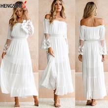 Summer Sundress Long Women White Beach Dress Strapless Long Sleeve Loose Sexy Off Shoulder Lace Boho Maxi Dress 2024 - buy cheap