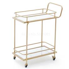 European gold hotel wine cart restaurant mobile hand push dining car creative dining side tea cart 2024 - buy cheap