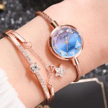 Bracelet Watch Women Gradient Small Dial Ladies Watches Set 2PCS Rhinestone Gift Female Clock Wristwatch Rose Gold reloj mujer 2024 - buy cheap
