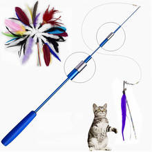 Retractable Cat Feather Wand Feather Teaser Cat Toy Stick Refill Interactive Catcher Teaser Cat Feather Funny Exercise Indoor 2024 - купить недорого
