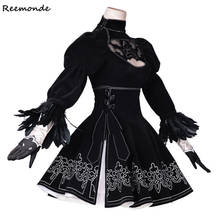 Jogo nier: automata yorha não 2 tipo b trajes cosplay vestido preto sexy com luvas 2b perucas sintéticas para meninas femininas vestido completo 2024 - compre barato