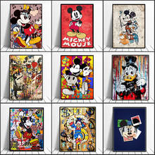 Cuadro de grafiti Banksy de Mickey y pato Donald para niños, póster de Disney, arte callejero divertido, pintura en lienzo, decoración para sala de estar 2024 - compra barato