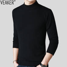 2021 New Men's Solid Color turtleneck Sweater Pullovers Male Black Red Slim Fit High Neck Sweaters Knitted Pullover Tops M-3XL 2024 - buy cheap