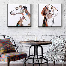 Arte abstrata moderna cães pintura a óleo sobre tela posters e cópias da parede quadros para sala de estar decoração casa quadro 2024 - compre barato