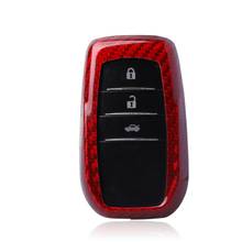 Auto chave fob caso capa para toyota fortuner hilux prado highlander 2010-2019 carro vermelho real da fibra do carbono keyless chaveiro saco guarnição 2024 - compre barato