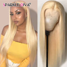 Peruca lace front loira 613 lisa, cabelo humano, brasileiro, loiro mel, cor loiro, 13x1 2024 - compre barato