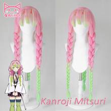 Disfraz de Kanroji Mitsuri, cabello sintético rosa, no Yaiba Kimetsu, Demon Slayer, resistente al calor 2024 - compra barato