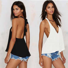 Sexy Deep V-Neck  Backless Tank Top Women Chiffon Tops  Summer Sleeveless Shirt Camis Female Tops Vest 2024 - buy cheap