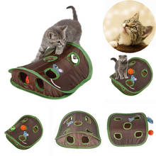Brinquedo para gato de estimação túnel de brinquedo, tenda dobrável com 9 buracos, inteligência gatinho sino bola de caça brinquedos quedo de quebra-cabeça divertido 2024 - compre barato