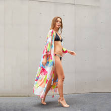 2021 NEW Beach Cover Up For Women Plus Size Kimono Cardigan Boho Chiffon Bikini Swimsuit Bathing Suit Cover Up Q133 2024 - buy cheap