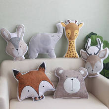 Almohada de dibujos animados para decoración del sofá, cojín de estilo nórdico con estampado de zorro, oso de peluche, jirafa, ciervo, juguetes de animales de peluche 2024 - compra barato